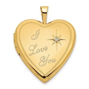 20mm I Love You Diamond Heart Locket in 14k Yellow Gold